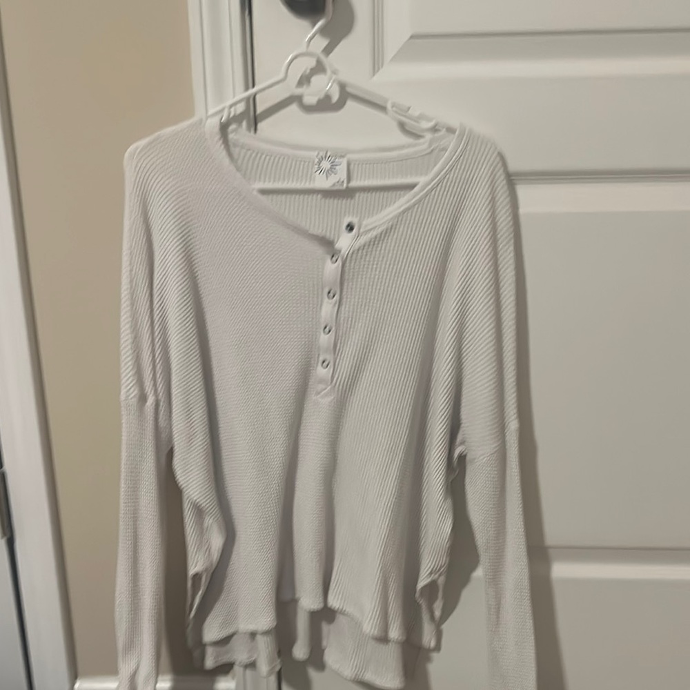 Aerie Cream Button-Up Sweater